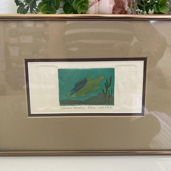 Mel Fleck Spanish Hogfish Art Signed Framed Original Print 8 of 150‎ 3 D Collage - Picture 3 of 16